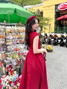 Thumbnail Đầm đũi dài cổ tàu thắt nơ ngắn tay GAGO dáng xoè tiểu thư nữ tính dịu dàng GG5077 2