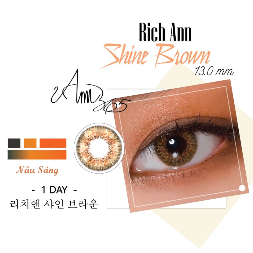 Ảnh Kính áp tròng ANN 365 đeo 1 ngày Ann Choco, Ann Brown có độ cận loạn từ 0.0 - 8.0 nội địa Hàn Quốc 2