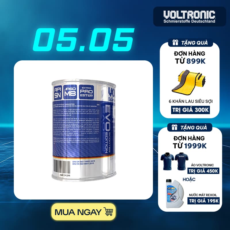 Ảnh Dầu nhớt xe tay ga Voltronic Evo scooter 10w40 4T Edition - Fully Synthetic - Extra Pao Ester 1