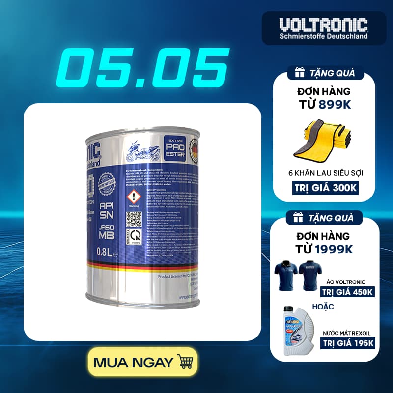 Ảnh (Tay ga 10w30) Dầu nhớt xe tay ga Voltronic Evo scooter 10w30 4T Edition - Fully Synthetic - Extra Pao Ester 1