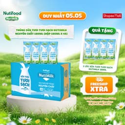 Thumbnail Thùng Sữa Tươi Tươi Sạch NutiMilk Nguyên Chất 180ml (Hộp 180ml x 48) 1