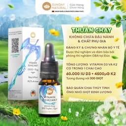 Thumbnail Combo Tiết Kiệm Sunday Natural Vitamin D3K2 Thuần Chay 100%, Cho hai bé hoặc Dùng Lâu Dài, 2 chai 2