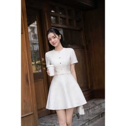 Thumbnail Đầm cổ tròn chân bổ đổ 1S33.2504K, váy dáng a xòe bồng tôn dáng thanh lịch công nữ tính hiện đại trẻ trung thiết kế JM 2