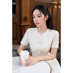 Thumbnail Đầm cổ tròn chân bổ đổ 1S33.2504K, váy dáng a xòe bồng tôn dáng thanh lịch công nữ tính hiện đại trẻ trung thiết kế JM 4