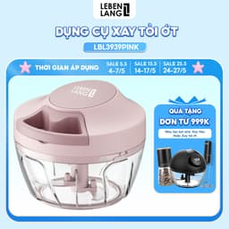 Thumbnail Dụng cụ xay tỏi ớt, thực phẩm Lebenlang LBL3939, 450ml, lưỡi xay bén, dây rút tiện lợi - chính hãng 1