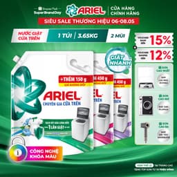Thumbnail Nước Giặt ARIEL Chuyên Gia Cửa Trên Ngăn Lem Màu Hương Downy Nắng Sớm/ Nước Hoa Túi 3.65KG 1