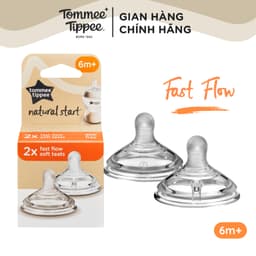 Thumbnail Núm Ty Silicon Siêu Mềm Tự Nhiên Cho Bé Tommee Tippee Natural Start Fast Flow Từ 6 Tháng (Vỉ đôi, tách lẻ) 1