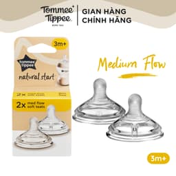 Thumbnail Núm Ty Silicon Siêu Mềm Tự Nhiên Cho Bé Tommee Tippee Natural Start Medium Flow 3-6 tháng (Vỉ đôi, tách lẻ) 1