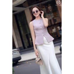 Thumbnail Áo gile nữ MOLLYNISTA hai lớp cổ tròn sát nách chiết eo tôn dáng 3