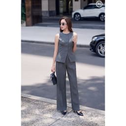Thumbnail Áo gile nữ MOLLYNISTA hai lớp cổ tròn sát nách chiết eo tôn dáng 4
