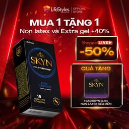 Thumbnail Bao cao su Lifestyles SKYN Extra Lubricated nhiều gel, siêu mỏng, non-latex cao cấp hộp 10bcs 1