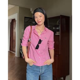 Thumbnail TheBlueTshirt - Áo sơ mi kẻ sọc caro tay dài phom regular cho nữ - Ultimate Classic Shirt - Women 4