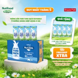 Thumbnail Thùng Sữa Tươi Tươi Sạch NutiMilk Ít Đường 180ml (Hộp 180ml x 48) 1
