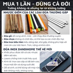 Thumbnail Hộp 10 đôi đũa inox 304 / 316 DandiHome chống trơn trượt cao cấp 4