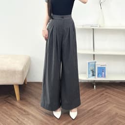 Thumbnail Quần Ống Rộng 𝐂𝐂𝐇𝐀𝐓 Dáng Suông 2 Ly Kẻ Basic Chất Liệu Tuytsi Cao Cấp 15QDS7001ST 1
