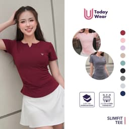 Thumbnail Áo tập gym yoga nữ Slimfit Tee cổ V ngắn tay chất liệu co giãn thấm hút mồ hôi Today U Wear 1