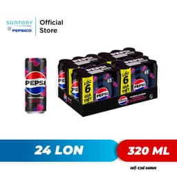 Thumbnail Thùng 24 Lon Nước Ngọt Có Gaz Pepsi Phúc Bồn Tử Không Calo (320ml/lon) 1