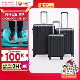 Thumbnail Vali kéo SUNNY PP07 - Nhựa PP chống vỡ tuyệt đối xách tay, kí gửi (size 20/24/28 inch) 2