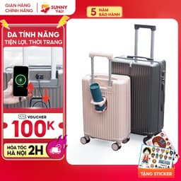 Thumbnail Vali du lịch SUNNY-SV09 Plus, vali kéo size 20/24,tích hợp cổng sạc USB, khay đựng cốc, móc treo đồ 2
