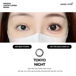 Thumbnail Lens đen giãn tròng có độ 0-8 Tokyo Night nhãn hiệu Angel Eyes, kính áp tròng đen tự nhiên đi học đi làm 4