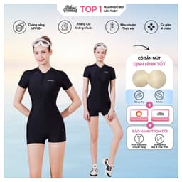 Thumbnail Đồ bơi NỮ BIKINI PASSPORT kiểu Một mảnh quần short, áo tay ngắm có khóa - màu Đen - BS400_BL 1