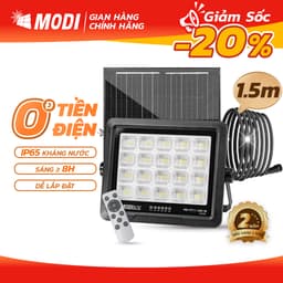 Thumbnail Đèn Năng Lượng Mặt Trời MODI SOLAR 100W 200W 300W, Chống Nước IP65, Điều Khiển Từ Xa, Chế Độ Tự Động 1