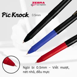 Thumbnail Bút Bi Pic Knock 0.5mm Zebra Pen - Bút Bi Đẹp Mực Đều Màu Đen Đỏ Xanh - Viết Mượt Nhẹ 6.9g [Chính Hãng] 1