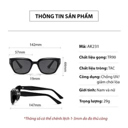 Thumbnail Kính Râm Nam Nữ AORON Tròng Phân Cực Chống Tia UV Dáng Chữ Nhật Trendy Gọng TR90 Chống Gãy, Thiết Kế Cá Tính AK231 2