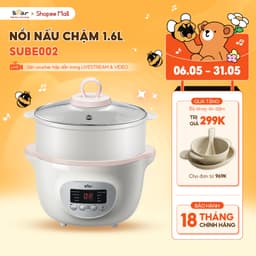 Thumbnail Nồi Nấu Cháo Chậm BEAR 1.6L Nồi Nấu Chậm Cho Bé 7 Chế Độ Nồi Chưng Yến Hấp Hầm Canh Súp Chè Giữ Ấm Bản TViệt SUBE002 1