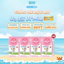 Thumbnail Sữa Tiệt Trùng VPMilk Grow+ Vị Dâu 110ml Cho Bé Từ 1 Tuổi (4 hộp x 6) 1