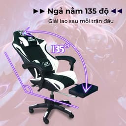 Thumbnail Ghế gaming Avogaming công thái học bọc da, chân ghế xoay tựa cổ, đệm lưng nằm ngả gác chân làm việc chơi game 4
