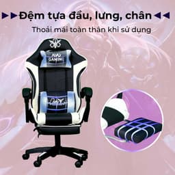 Thumbnail Ghế gaming Avogaming công thái học bọc da, chân ghế xoay tựa cổ, đệm lưng nằm ngả gác chân làm việc chơi game 1