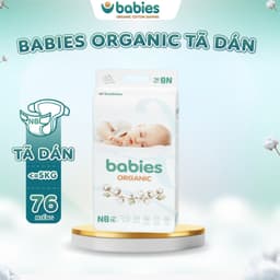 Thumbnail Tã Dán BABIES ORGANIC Size NEWBORN (<=5kg) 76 Miếng, Siêu Mềm Mịn, 2mm Mỏng Thoáng, Lô Hội Ngừa Hăm Bí 1