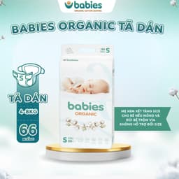Thumbnail Tã/Bỉm BABIES ORGANIC Size Dán S (4-8Kg) 66 Miếng, Thương Hiệu Việt, Siêu Mềm Mịn, Thấm Hút 1400ml 1