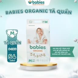 Thumbnail Tã/Bỉm BABIES ORGANIC Size Quần M (6-11Kg) 54 Miếng, Thương Hiệu Việt, Siêu Mềm Mịn, Thấm Hút 1400ml 1