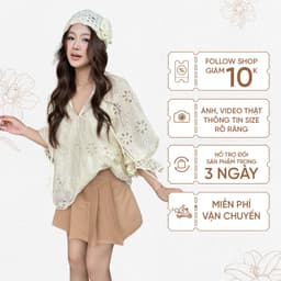 Thumbnail TUBYCATU |  Áo ren họa tiết hoa begie/ pink floral lace top 1