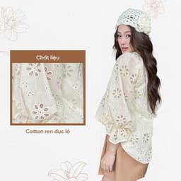 Thumbnail TUBYCATU |  Áo ren họa tiết hoa begie/ pink floral lace top 2