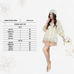 Thumbnail TUBYCATU |  Áo ren họa tiết hoa begie/ pink floral lace top 3