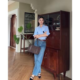Thumbnail TheBlueTshirt - Áo sơ mi cao cấp tay dài phom regular cho nữ - Blue Oxford 1