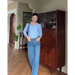 Thumbnail TheBlueTshirt - Áo sơ mi cao cấp tay dài phom regular cho nữ - Blue Oxford 3