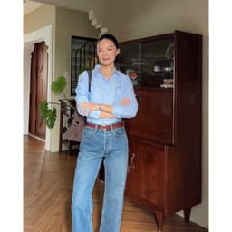 Thumbnail TheBlueTshirt - Áo sơ mi cao cấp tay dài phom regular cho nữ - Blue Oxford 4
