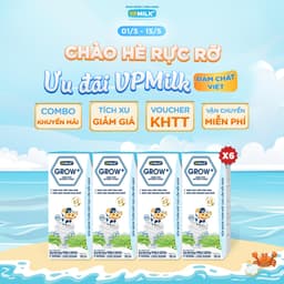 Thumbnail Sữa Tiệt Trùng VPMilk Grow+ ít đường thể tích 180ml (lốc 4 hộp x 6) 1