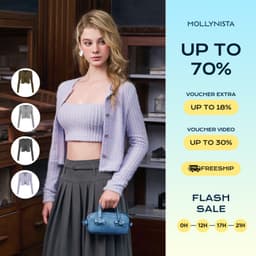 Thumbnail Set áo thiết kế cardigan kèm quây freesize MOLLYNISTA nữ tính cao cấp đi chơi đi tiệc 1