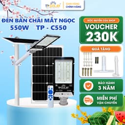 Thumbnail Đèn Năng Lượng Mặt Trời Bàn Chải TP SOLAR Công Suất 350W, 550W LED Mắt Ngọc,Vỏ Nhôm Đúc, Tấm Pin Rời, BH 3 Năm 1