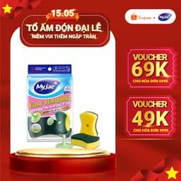 Thumbnail Miếng bọt biển rửa chén MyJae 2 mặt, mút xốp rửa bát đa năng kèm miêng nhựa hít kê 11.3cm x 7.8cm x 2.7cm (2 miếng/gói) 1