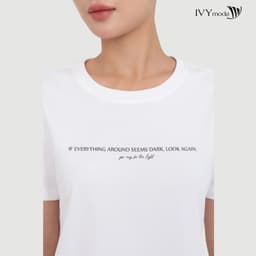 Thumbnail Áo thun trắng in chữ, Áo thun nữ dáng suông basic dạo phố IVY moda MS 57T0268 2