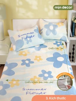 Thumbnail Chiếu Điều Hoà Cao Su Non Icy Mịn Decor Chống Nóng Lưng Kèm 2 Vỏ Gối Mềm Mát 4