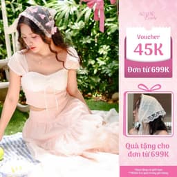Thumbnail Set áo croptop phối váy xoè dài vải lưới màu hồng mơ dâu DEMETER nữ tính, thanh lịch - Simple Twist 1
