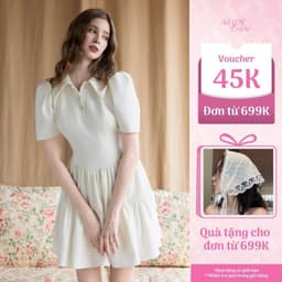 Thumbnail Đầm váy tiểu thư thanh lịch dáng xòe màu kem BLAIR DRESS dành cho nữ - Simple Twist 1
