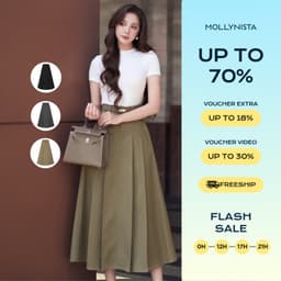 Thumbnail Váy xếp ly dáng dài MOLLYNISTA công sở cao cấp thanh lịch nữ tính tôn dáng (không kèm belt) 1